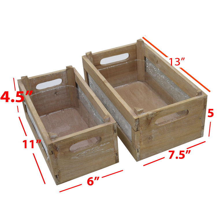 Gracie Oaks 2 Piece Manufactured Wood Crate Set Wayfair